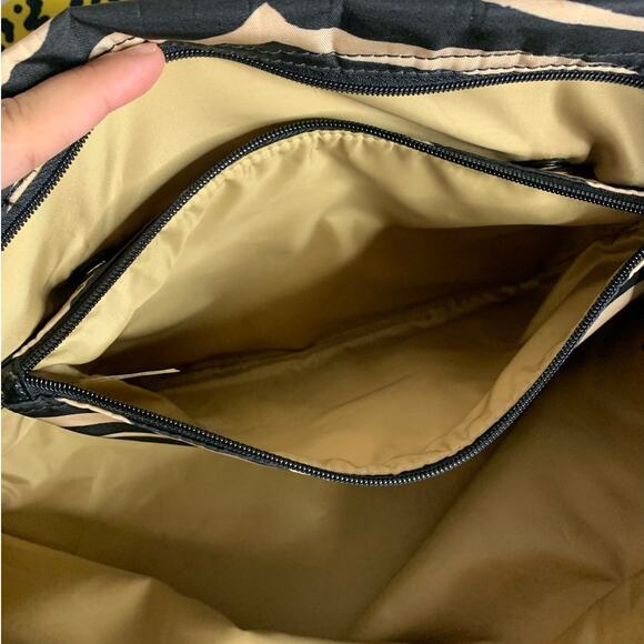 Coach y2k Devin Black and Tan Zebra Print Nylon Overnight Tote & Pouch - Picture 14 of 16